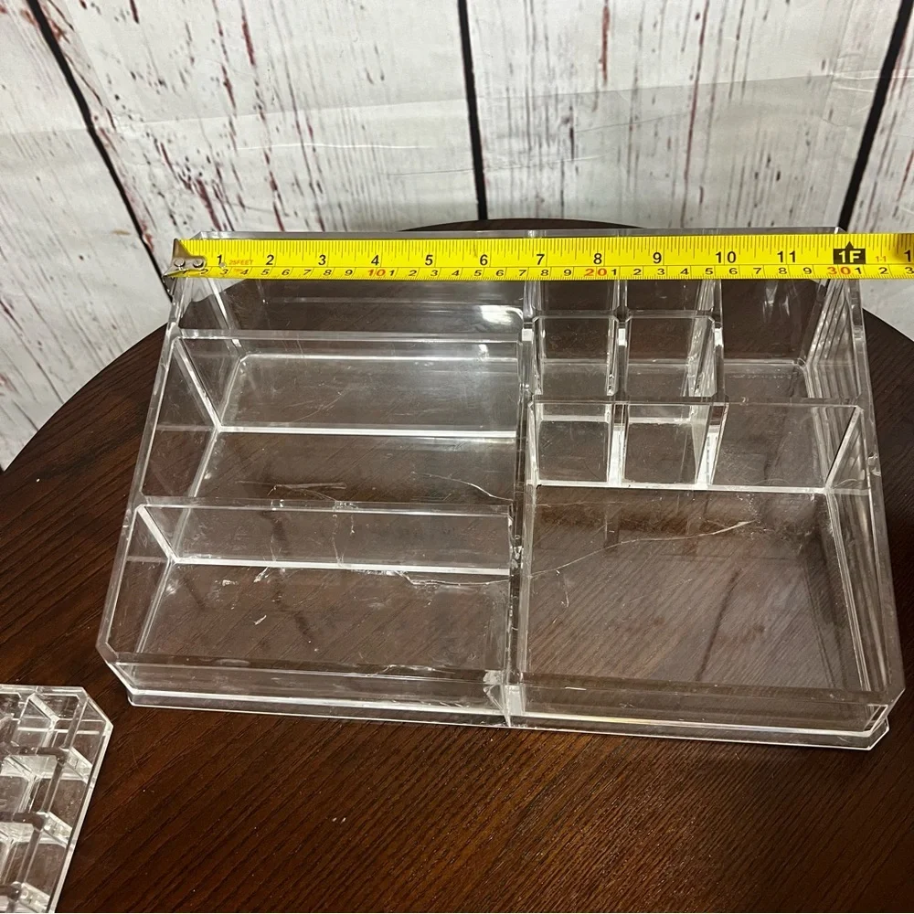 Clear Thick Acrylic Makeup Organizer lot of 5 - Multi-Compartment